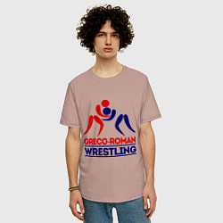 Футболка оверсайз мужская Greco-roman wrestling, цвет: пыльно-розовый — фото 2