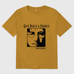 Футболка оверсайз мужская Give Peace a Chance, цвет: горчичный
