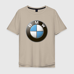 Футболка оверсайз мужская BMW, цвет: миндальный