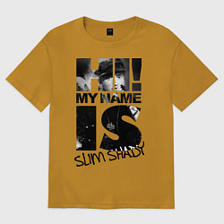 Футболка оверсайз мужская My name is slim shady, цвет: горчичный