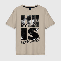 Футболка оверсайз мужская My name is slim shady, цвет: миндальный