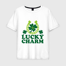 Футболка оверсайз мужская Lucky charm - подкова, цвет: белый