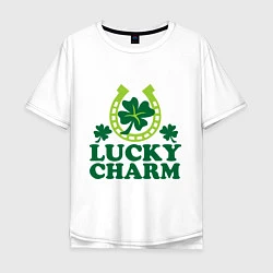 Футболка оверсайз мужская Lucky charm - подкова, цвет: белый