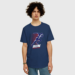 Футболка оверсайз мужская Fast Run, цвет: тёмно-синий — фото 2