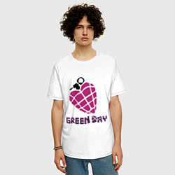 Футболка оверсайз мужская Green Day is love, цвет: белый — фото 2