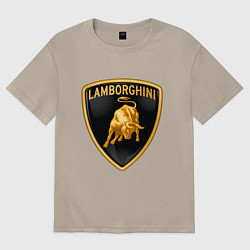 Футболка оверсайз мужская Lamborghini logo, цвет: миндальный