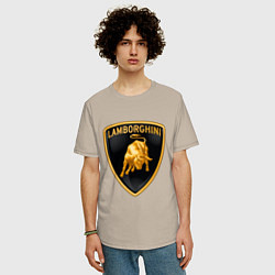 Футболка оверсайз мужская Lamborghini logo, цвет: миндальный — фото 2