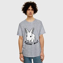Футболка оверсайз мужская Rabbit: follow me, цвет: меланж — фото 2