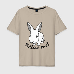 Футболка оверсайз мужская Rabbit: follow me, цвет: миндальный