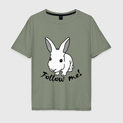 Футболка оверсайз мужская Rabbit: follow me, цвет: авокадо