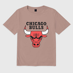 Футболка оверсайз мужская Chicago Bulls, цвет: пыльно-розовый