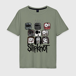 Футболка оверсайз мужская Slipknot Masks, цвет: авокадо