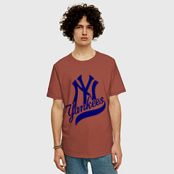 Футболка оверсайз мужская NY - Yankees, цвет: кирпичный — фото 2