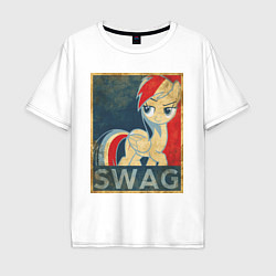 Футболка оверсайз мужская Rainbow Dash SWAG, цвет: белый