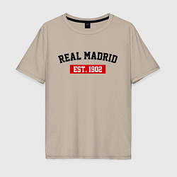 Футболка оверсайз мужская FC Real Madrid Est. 1902, цвет: миндальный