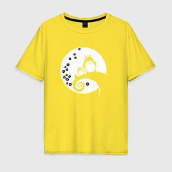 Футболка оверсайз мужская Тоторо на Луне, цвет: желтый