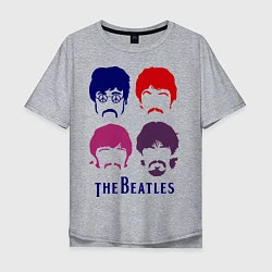 Футболка оверсайз мужская The Beatles faces, цвет: меланж