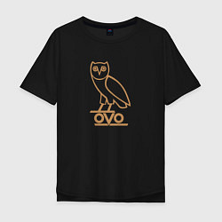 Футболка оверсайз мужская OVO Owl, цвет: черный