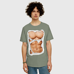 Футболка оверсайз мужская Идеальный пресс, цвет: авокадо — фото 2