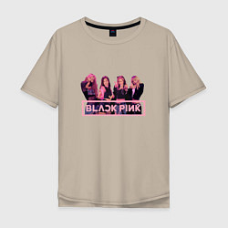 Футболка оверсайз мужская Black Pink Band, цвет: миндальный