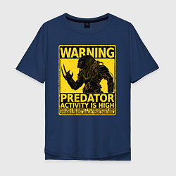 Футболка оверсайз мужская Warning: Predator, цвет: тёмно-синий