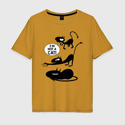 Футболка оверсайз мужская I'm not a CAT!, цвет: горчичный