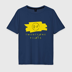 Футболка оверсайз мужская 21 Top: Yellow Trench, цвет: тёмно-синий