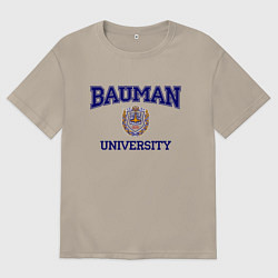 Футболка оверсайз мужская BAUMAN University, цвет: миндальный