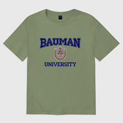 Футболка оверсайз мужская BAUMAN University, цвет: авокадо