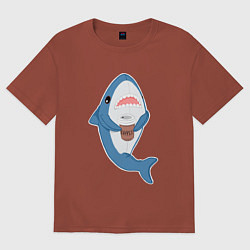 Футболка оверсайз мужская Hype Shark, цвет: кирпичный