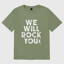 Футболка оверсайз мужская We Wil Rock You, цвет: авокадо