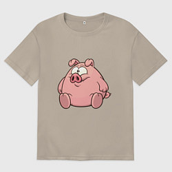 Футболка оверсайз мужская Свинка, цвет: миндальный