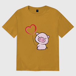 Футболка оверсайз мужская Pig Love, цвет: горчичный