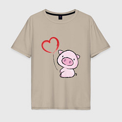 Футболка оверсайз мужская Pig Love, цвет: миндальный