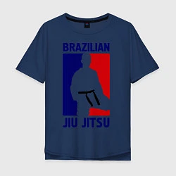 Футболка оверсайз мужская Brazilian Jiu jitsu, цвет: тёмно-синий