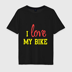 Футболка оверсайз мужская I love my bike, цвет: черный