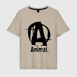 Футболка оверсайз мужская Animal Logo, цвет: миндальный