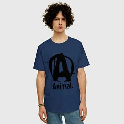 Футболка оверсайз мужская Animal Logo, цвет: тёмно-синий — фото 2