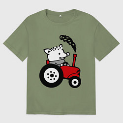 Футболка оверсайз мужская Поросенок Петр, цвет: авокадо