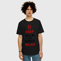 Футболка оверсайз мужская Keep Calm & Forza Milan, цвет: черный — фото 2