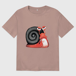 Футболка оверсайз мужская Боевая улитка, цвет: пыльно-розовый