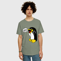 Футболка оверсайз мужская Пингвин: Linux, цвет: авокадо — фото 2