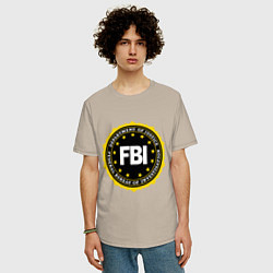 Футболка оверсайз мужская FBI Departament, цвет: миндальный — фото 2