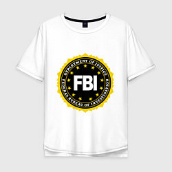 Футболка оверсайз мужская FBI Departament, цвет: белый