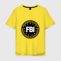 Футболка оверсайз мужская FBI Departament, цвет: желтый