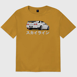 Футболка оверсайз мужская R32 GODZILLA, цвет: горчичный