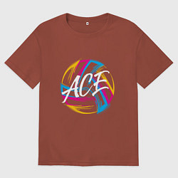 Футболка оверсайз мужская Волейбол, цвет: кирпичный