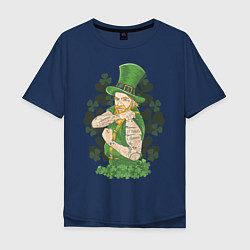 Футболка оверсайз мужская St. Patrick's Day: Tatoo, цвет: тёмно-синий