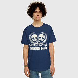 Футболка оверсайз мужская Green Day: Skulls Love, цвет: тёмно-синий — фото 2