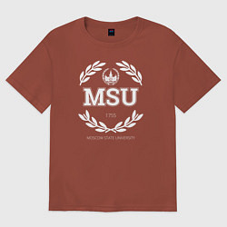 Футболка оверсайз мужская MSU, цвет: кирпичный